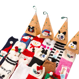 Nouvelles chaussettes d'hiver mignonnes en fourrure d'animaux, boîte cadeau, chaussettes de Noël unisexes amusantes et moelleuses en 3D - Product Image 2