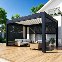Pergola bioclimatique en aluminium avec stores automatiques à fermeture éclair latérale de qualité supérieure pour l'ombrage des balcons