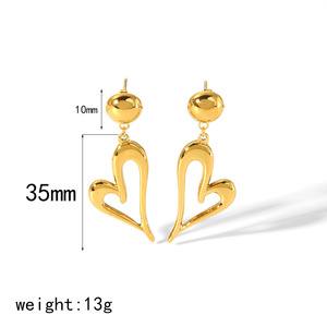 Boucles d'oreilles en alliage de zinc en forme de cœur, couleur argent et or, bijoux à la mode, cadeau pour femmes - Product Image 3