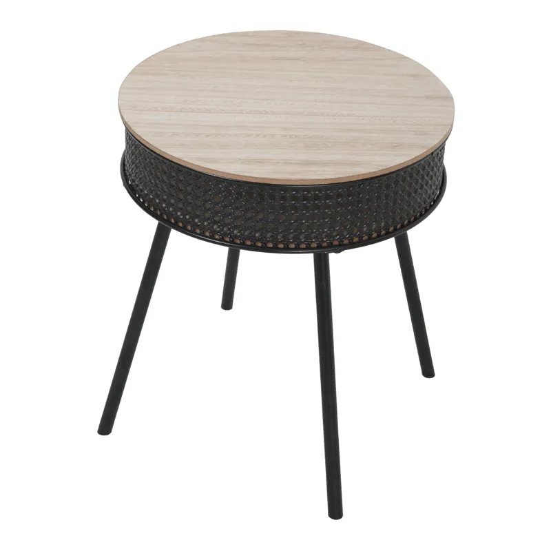 Modern metal rattan pattern MDF side table for storage coffee table