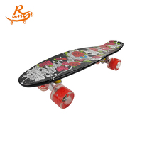 Skateboards pour débutants en gros, mini-skateboards de 22 pouces, skateboards rétro complets avec roues lumineuses colorées