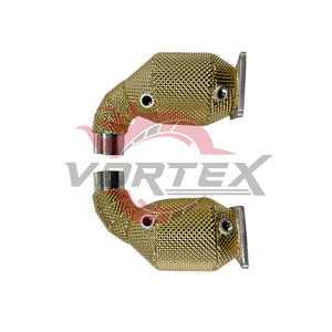ท่อลงสแตนเลส 304 ขัดเงาสีทอง Vortex พร้อมแผ่นกันความร้อนสำหรับ Porsche 911 997.2 Turbo S ชุดอุปกรณ์ป้องกันความร้อน - Product Image 2