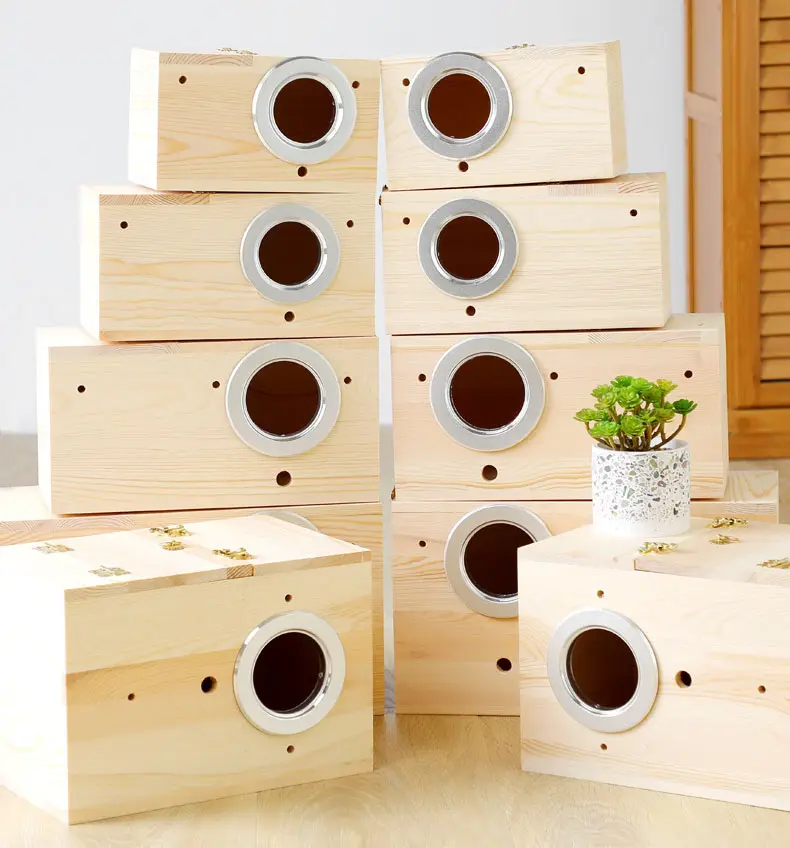 Caja de madera para incubar loros, casa cálida para pájaros, palomas, jardín, caja de cría barata