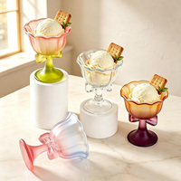 Gobelet en verre givré avec nœud papillon de 100 ml pour dessert glacé, pudding, fête de mariage, design personnalisé, avec boîte cadeau