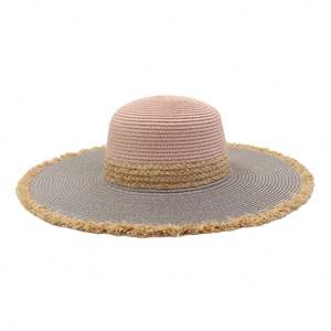 Sombrero de Paja de Ala Ancha J347 con Bordes Deshilachados y Bordado a Mano, Estilo Ligero para Protección Solar en Pesca y Viajes - Product Image 4