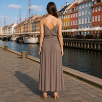 Robe décontractée longue à bretelles spaghetti et fronces, personnalisable pour femmes, vente en gros