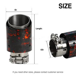 Nouveau embout d'<span class=keywords><strong>échappement</strong></span> universel pour automobile en acier inoxydable avec motif forgé en fibre de carbone et feuille d'or rouge, 1 pièce - Product Image 2