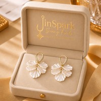 Anting Rumbai Bunga JinSpark 'Shell Bloom' Berlapis Emas 18K, Perhiasan Elegan Bergaya Peri