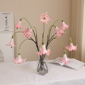 Nuevo <span class=keywords><strong>Mandara</strong></span> realista doble cabeza Datura colgante planta verde Artificial decoración de la boda al por mayor - Product Image 2