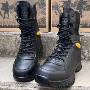 รองเท้าบูทนิรภัยหุ้มข้อสูงสำหรับผู้ชาย สีดำ กันน้ำ ทนไฟ ป้องกันการเจาะทะลุ เหมาะสำหรับงานกลางแจ้งและการฝึกอบรม - Product Image 4