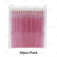 Haute qualité 50 pièces gommage cosmétique cristal exfoliant lèvre poignée outil brillant applicateur rouge à lèvres baguette brosse brillant à lèvres jetable