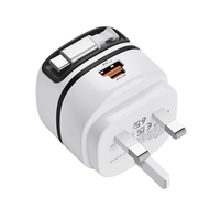Adaptador de Cargador 3 en 1 con Enchufe de 3 Pines del Reino Unido, Cargador de Pared con Carga Rápida Tipo C de 65 W y Cable Retráctil para iPhone y Samsung