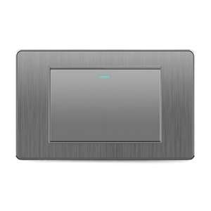 Panel de PC gris cepillado, 2 juegos de indicadores LED rectos unidireccionales, interruptor de encendido/apagado de 16A, interruptor universal de pared para escaleras - Product Image 1