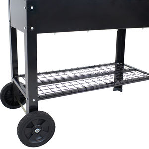Portable Metal Flower <b>Pot</b> Stand With Wheels And Wire Shelf For Garden Use - Product Image 2