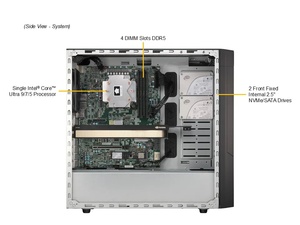 Estación de Trabajo en Torre Sys-532aw-c, Serie Core Ultra, DDR5 192GB, PCIe 5.0, GPU, Superestación de Trabajo para IA y Aprendizaje Profundo, Sys-532aw-c - Product Image 4