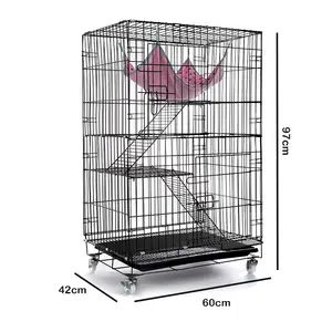 Cage métallique pliable pour chien, de grande taille, en acier inoxydable, pour animaux domestiques