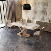 Ensemble de table de restaurant en pierre de luxe, écologique, pour restaurant, hôtel, design moderne, avec plateau en pierre frittée, chaise de restaurant