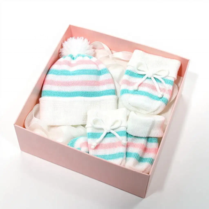 Juego de Accesorios de Punto para Bebé, Invierno, Gorro, Guantes, Zapatos, Caja de Regalo, Diseño OEM - Product Image 3