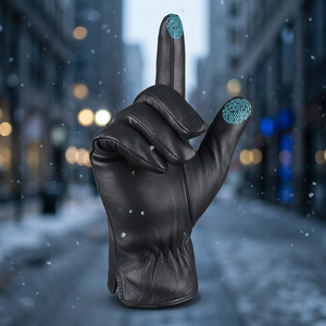 Unisex <b>Man</b> Woman Solid Color Sheepskin Latex Fetish <b>Gloves</b> 5 Toes <b>Touchscreen</b> Breathable Cotton Lining Four Seasons Keeping Warm - Product Image 4