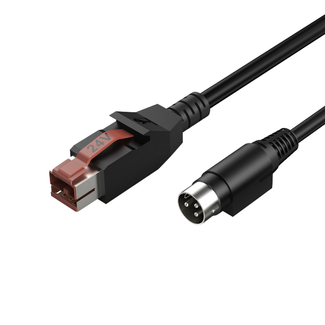 Custom Length 24V Powered USB to 3 Pin DIN Male Scanner Printer Data Cable for IBM Epson POS System