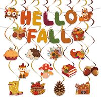 Décorations de fête d'automne pour Thanksgiving, spirales suspendues avec ensemble de bannières, parfaites pour le dîner de Thanksgiving, les anniversaires d'automne, Friendsgiving