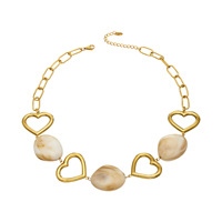 Collier ras du cou vintage français en résine cœur ouvert, en acier inoxydable plaqué or 18 carats, collier de déclaration pour clavicule