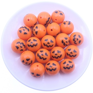 Großhandel 20mm chunky runde mode acryl druck kürbis perlen für Halloween-Tag