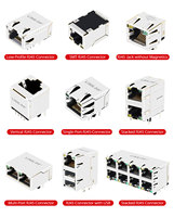 Connecteur Ethernet RJ45 magnétique avec LED, compatible Amphenol LMJ119882X110DT39J, 10/100Base-T, prise PCB à languette descendante