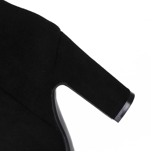 سعر الجملة جولة اصبع القدم السيدات طويلة الأحذية طويل القامة كعب عال مكتنز المطاط تسولي فوق الركبة أحذية للنساء - Product Image 5