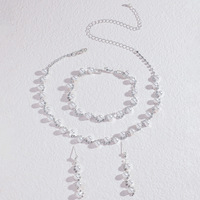 Ensemble de trois pièces best-seller : collier, boucles d'oreilles et bracelet en perles serties de diamants, accessoires de mariage pour robes de soirée