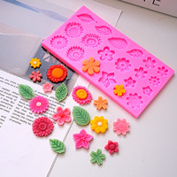 Moule à gâteau rectangulaire en silicone multi-style tournesol, marguerite, feuille, six-en-un pour chocolat, époxy, argile