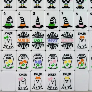 Jeu de tuiles de <span class=keywords><strong>Mahjong</strong></span> américain, <span class=keywords><strong>Mahjong</strong></span> magique effrayant pour Halloween, pour la décoration de B&B et les jeux d'Halloween - Product Image 5