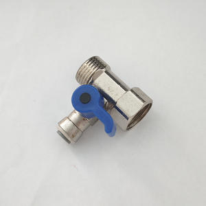 Válvula de tres vías para purificador de agua, 1 entrada, de aleación, con mango azul, para sistema de ósmosis inversa - Product Image 1