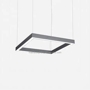 Contemporáneo Popular tridimensional cuadrángulo 18 "gris LED anillo de Metal candelabro luz entrelazada Hotel vestíbulo lámpara colgante - Product Image 5