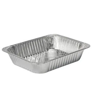 Aman untuk digunakan dalam Freezer, Oven, Meja kukus-setengah ukuran tinggi Medium-tutup plastik nampan makanan Grade Aluminium dengan tutup