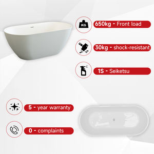 <span class=keywords><strong>Baignoire</strong></span> sur pied Kinglauren en acrylique blanc 170cm de style allemand Livraison rapide Premium pour maison résidentielle avec drain - Product Image 2