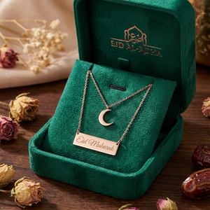Piastra Personalizzata in Acciaio Inossidabile a Doppio Strato Placcata Oro 18K con Luna Crescente e Ayat Al-Kursi, Gioiello Islamico Unisex, Regalo per Ramadan ed Eid - Product Image 3