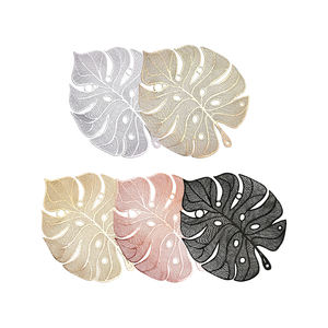 Napperon en <span class=keywords><strong>vinyle</strong></span> Boen en forme de feuille évidé napperons en relief or luxe pour la fête de restaurant à la maison - Product Image 1