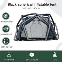 Tente bulle gonflable double couche PU 3000mm, noire, pour camping extérieur, certifiée CE, faible MOQ, pour 3-4 personnes, toutes saisons