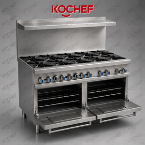 Cuisinière professionnelle en acier inoxydable, 10 brûleurs, haute puissance, cuisinière à <span class=keywords><strong>gaz</strong></span> avec <span class=keywords><strong>four</strong></span> à convection - Product Image 2