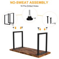 Pieds de chaise en métal indestructibles, design moderne, hauteur de comptoir 34 pouces, cadre carré pour îlot de cuisine et bureau debout