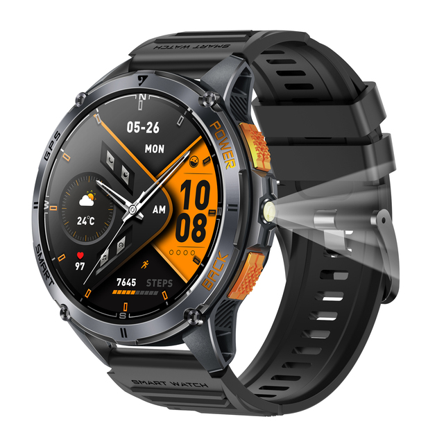 NEW Design K67A Smart Watch AMOLED Screen IP68 Waterproof BT Call Health Monitoring GPS Sports Smartwatch With Flashlight