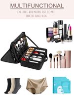 Sacs de rangement grande capacité, étui portable pour pinceaux de maquillage et outils de beauté, pour les voyages, sacs de maquillage cosmétiques à trois couches