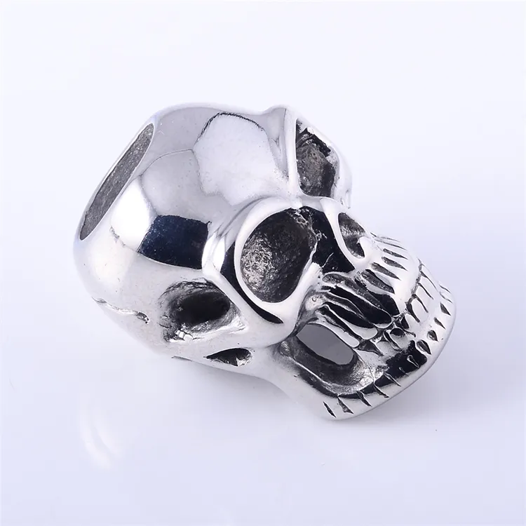 Wholesale metal hole spacer large hole metal beads for jewelry making custom logo skull beads