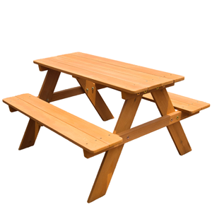Ensemble table et bancs de pique-nique en bois - Table de repas d'extérieur résistante aux intempéries avec bancs intégrés, idéal pour la cour, la terrasse et le jardin - Product Image 1