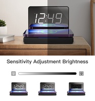 10W Opvouwbare Tafel Elektrische Klok met LED Scherm Verstelbare Helderheid Draadloze Lader Alarm - 10W 3-in-1 5V/2A Ingang Huishoudelijk Gebruik