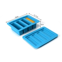 Moule à beurre antiadhésif élégant avec couvercle - Fabrication facile de beurre, moules de cuisine, outils à gâteau, ustensiles de cuisine, carré, silicone bleu, 1 pièce