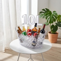 Seau à glace en plastique transparent à double poignée, portable, léger et durable, pour le camping et les fêtes, pour le stockage de la bière et du vin