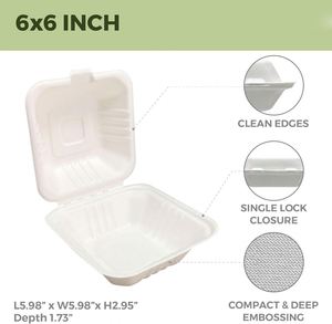 6 10 Inch Bagasse Biodegradable Reusable Disposable Eco-Friendly Waterproof Compartment Plates for Birthday Parties and Camping - Product Image 2