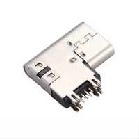 Connecteur femelle USB-C à angle droit de 90 degrés, 14 broches, prise DIP latérale, 3A 30V DC, coque en acier inoxydable pour prise de charge USB-C